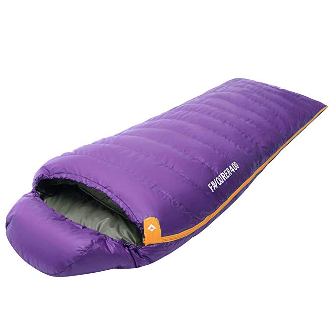 KingCamp Sleeping Bag Envelope Duck Down Ultra Warm Hooded Lightweight Portable Waterproof Comfort With Compression Sack for Winter Backpacking Camping Hiking 10.6F/-11.9C