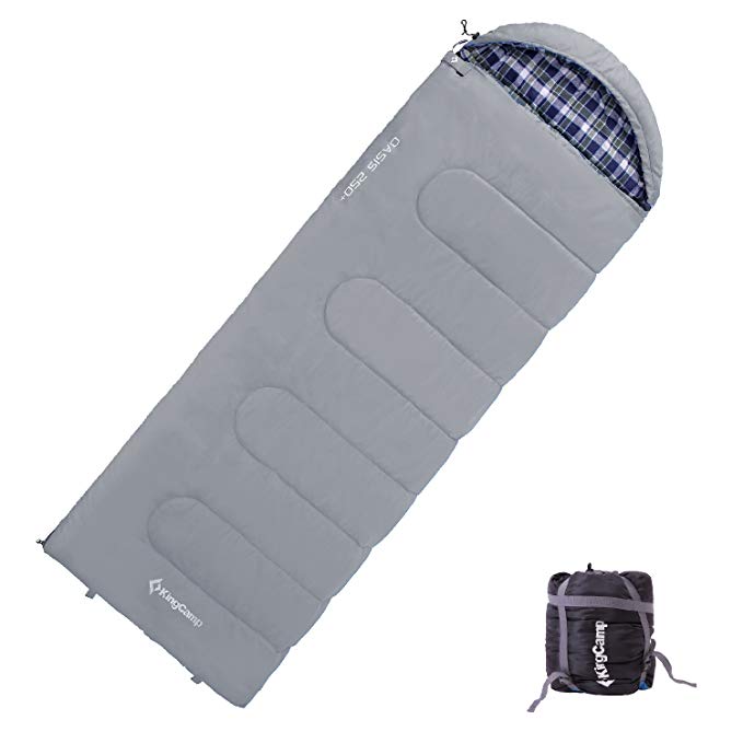 KingCamp Outdoor Adults Sleeping Bag, Envelope Lightweight Waterproof Oversize 3-Season 24F/-4C with Compression Sack, Great for Camping, Traveling, Hiking, Outdoor Activies