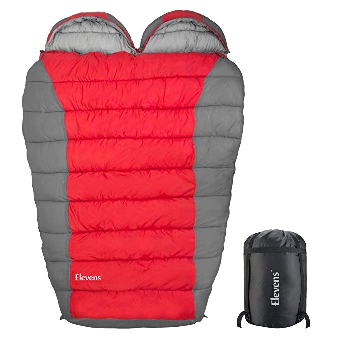 Double Sleeping Bag with Compression Staff Sack, 0 F Degree Mummy Bag for Cold Weather