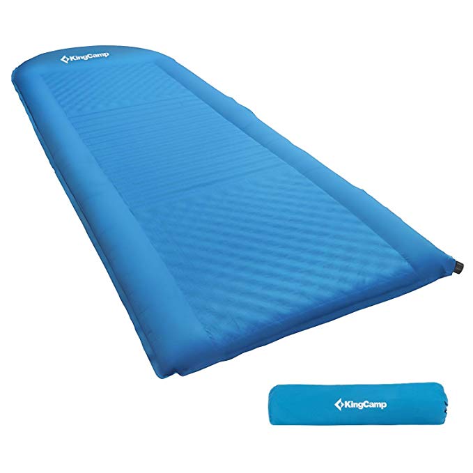 KingCamp Self Inflating Sleeping Pad Lightweight Foam TPU Coating Padding Mat Bed Damp-Proof Built-in Pillow for Camping Hiking and Outdoor Activities