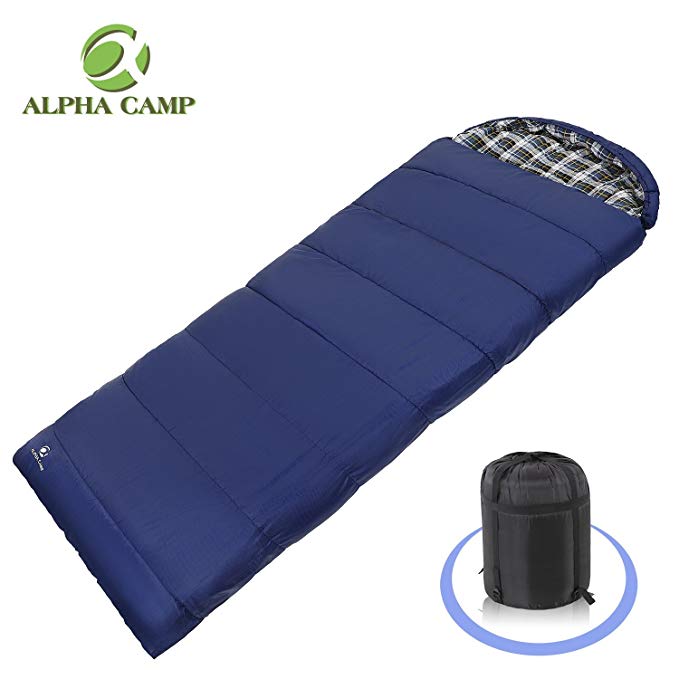 ALPHA CAMP Lightweight Envelope Sleeping Bag for 3 Season Camping Backpacking Hiking Temp Rating