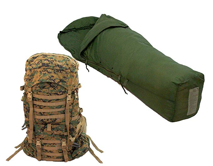 ILBE MARPAT Backpack (Digital Woodland) USMC + Patrol Sleeping Bag - Military Issue