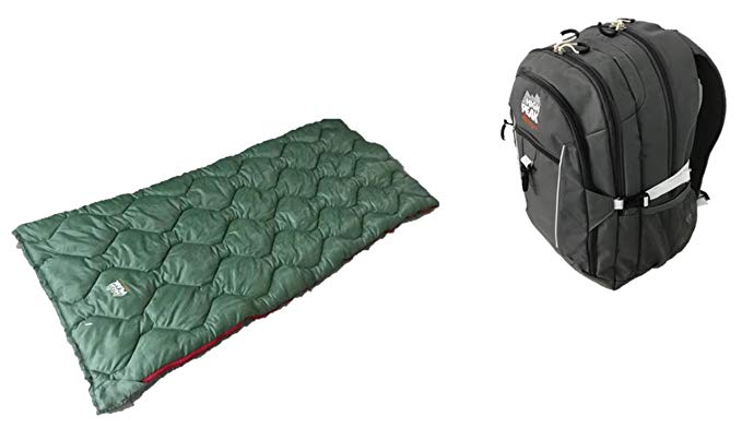 Alpinizmo High Peak USA Vector 38 Backpack Grey + Ranger 20F Sleeping Bag Combo Set, Grey/Green, One Size
