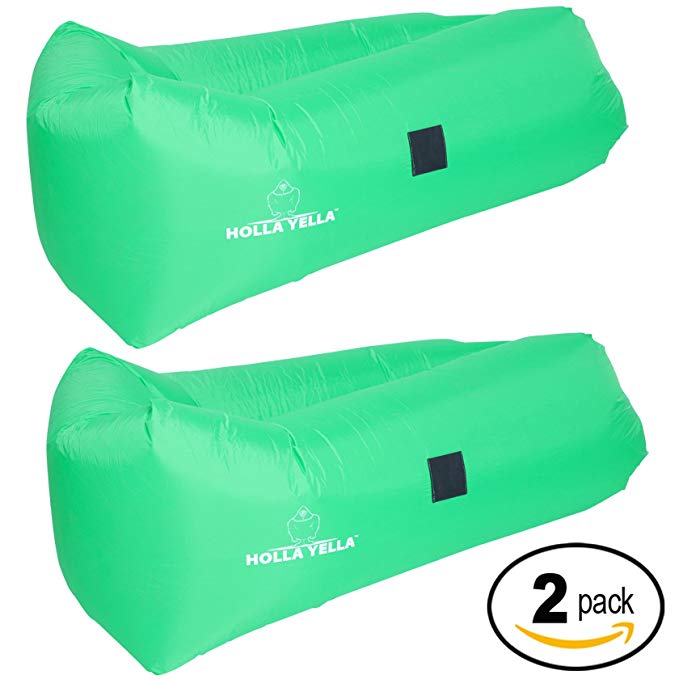 Holla Yella Inflatable Lounger Chair - Stays Inflated Longer, Easy to Inflate - Air Hammock, Sofa Great for the Pool, Beach, Festivals, Camping, Sports, Concerts, Naps, Relaxing