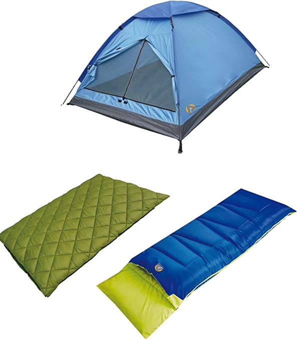 Alpinizmo High Peak USA Florida Pilot 20 Sleeping Bags & 3 Monodome Combo Tent, Green/Blue, One Size