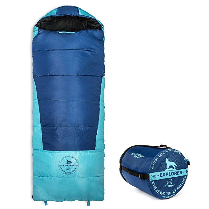 Lucky Bums Youth Explorer 30F/-1C Temperature Rated Envelope Style Sleeping Bag, Compressing Carry Bag Included