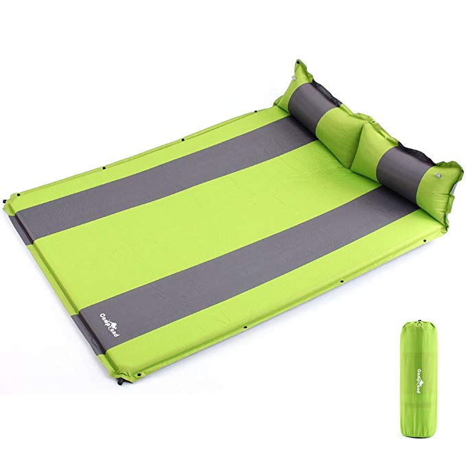 Seatopia Double Self-Inflating Sleeping Pad Air Camping Mat with Pillow – L75.59'' x W52.76” x H1.18”