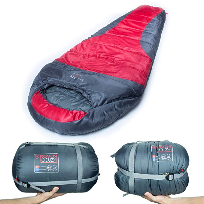 Rovor Couzy 40 Degree Mummy Sleeping Bag with Included Stuff Sack | the Couzy Sleeping Bags for Adults have a 40 Degree Comfort Rating Which Allows for Multi-Season Use