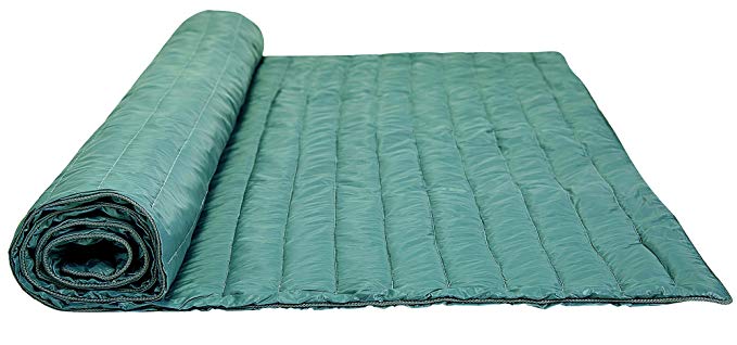 puredown Nylon Water Resistant White Goose Down Indoor/Outdoor Camping Blanket Green