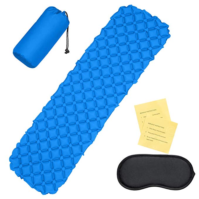 Wonyered Sleeping Pad Lightweight Camping Mattress Inflatable Sleeping Mat Portable Outdoor Hiking Mattress with Eye Mask for Hiking Backpacking Travel