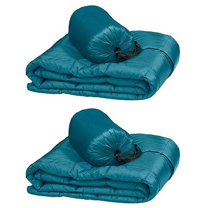 Double Black Diamond Packable Down Throw - Ultra Light 60 Inch X 70 Inch, Stuff Sack Included (Green), 2-pack