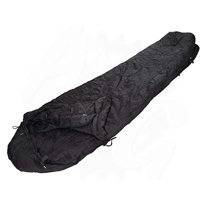 Military Outdoor Clothing Previously Issued U.S. G.I. Black Nylon Modular Intermediate Cold Sleeping Bag