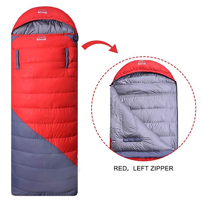 Hepburn's Lightweight Outdoor Camping 0 Degree 3 Season Duck Down Sleeping Bag, Ultralight Compression for Adults
