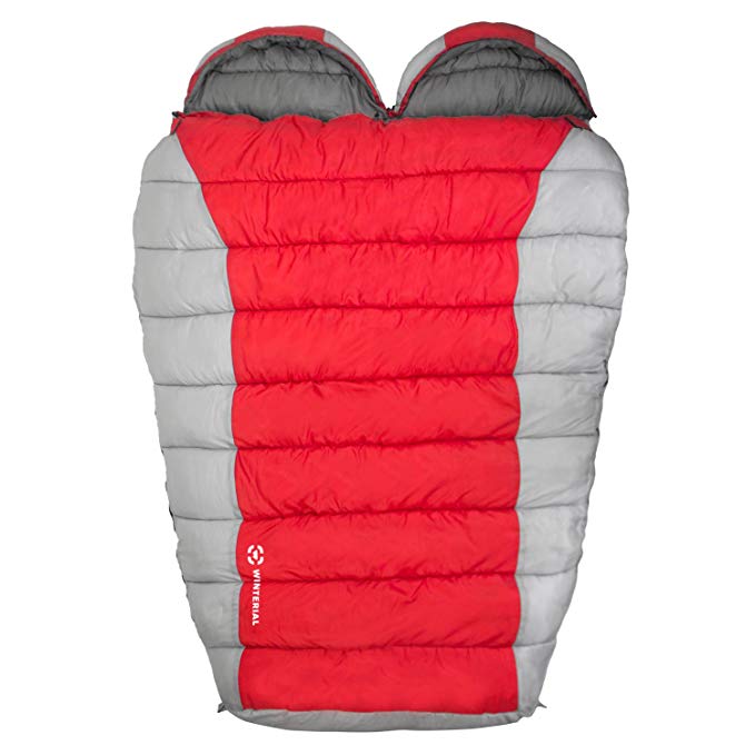 Winterial Double Mummy Sleeping Bag, Camping, Backpacking, Warm, 2 Person, Double Sleeping Bag
