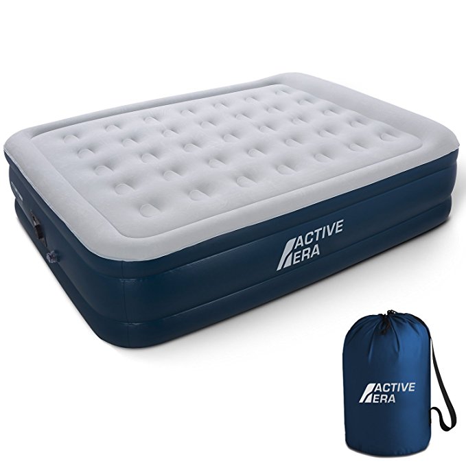 Active Era Premium Queen Size Air Mattress - Elevated Inflatable Air Bed, Electric Built-in Pump, Raised Pillow & Structured Air-Coil Technology, Height 20